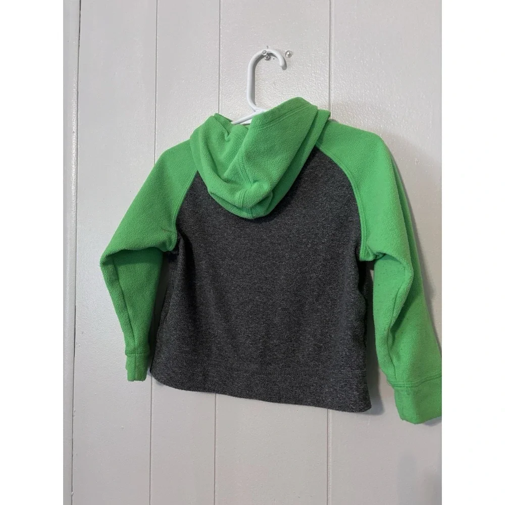 The North Face Toddlers Boy 2T Fleece Jacket Zip Green Gray Blue Pockets Hooded‎
